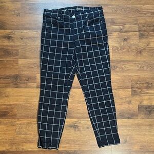 LOFT Modern Skinny Black Check Pants 28/6
